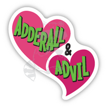 Load image into Gallery viewer, Adderall and Advil hearts Sticker
