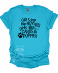 Girls Don't Like Boys Girls Like Carbs and Puppies T-Shirt