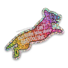 Load image into Gallery viewer, Bird Dog Shit jumping retriever 3 inch rainbow holographic glitter Sticker
