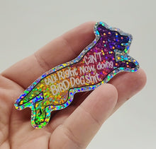 Load and play video in Gallery viewer, Bird Dog Shit jumping retriever 3 inch rainbow holographic glitter Sticker

