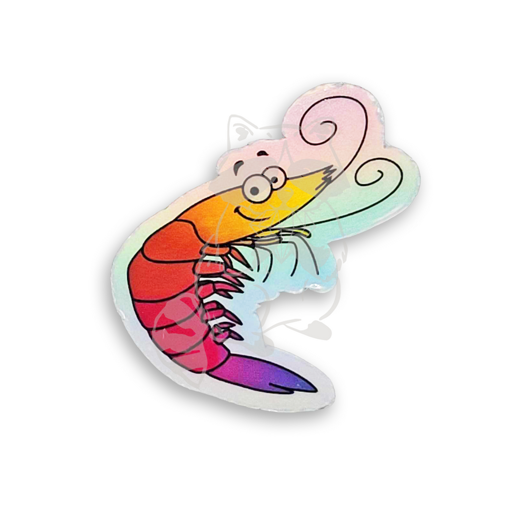Shrimp holographic sticker- 3 inch