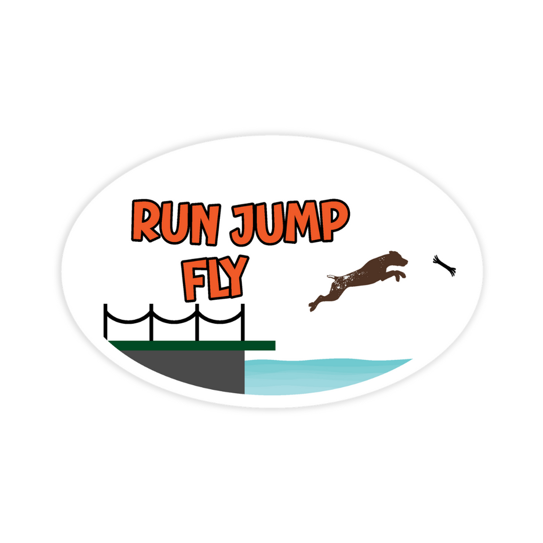 Run Jump Fly German Shorthaired Pointer vinyl dock diving sticker