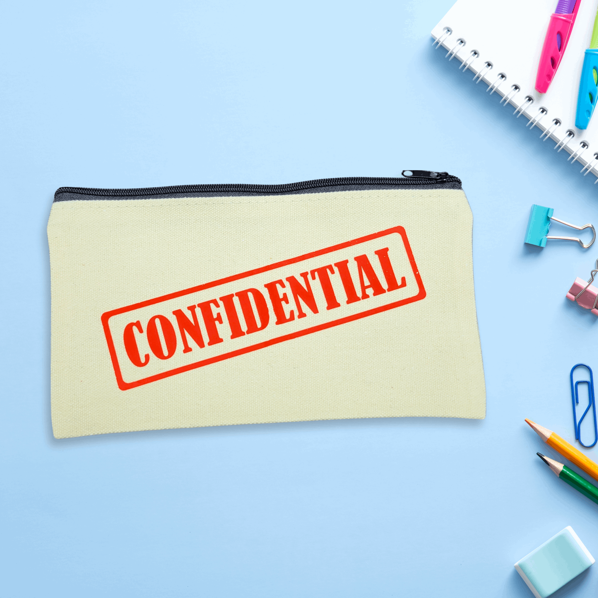 CONFIDENTIAL canvas zip bag