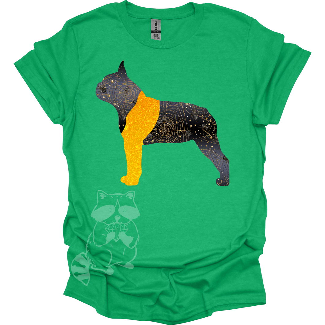 Spooky Boston Terrier faux glitter T-Shirt