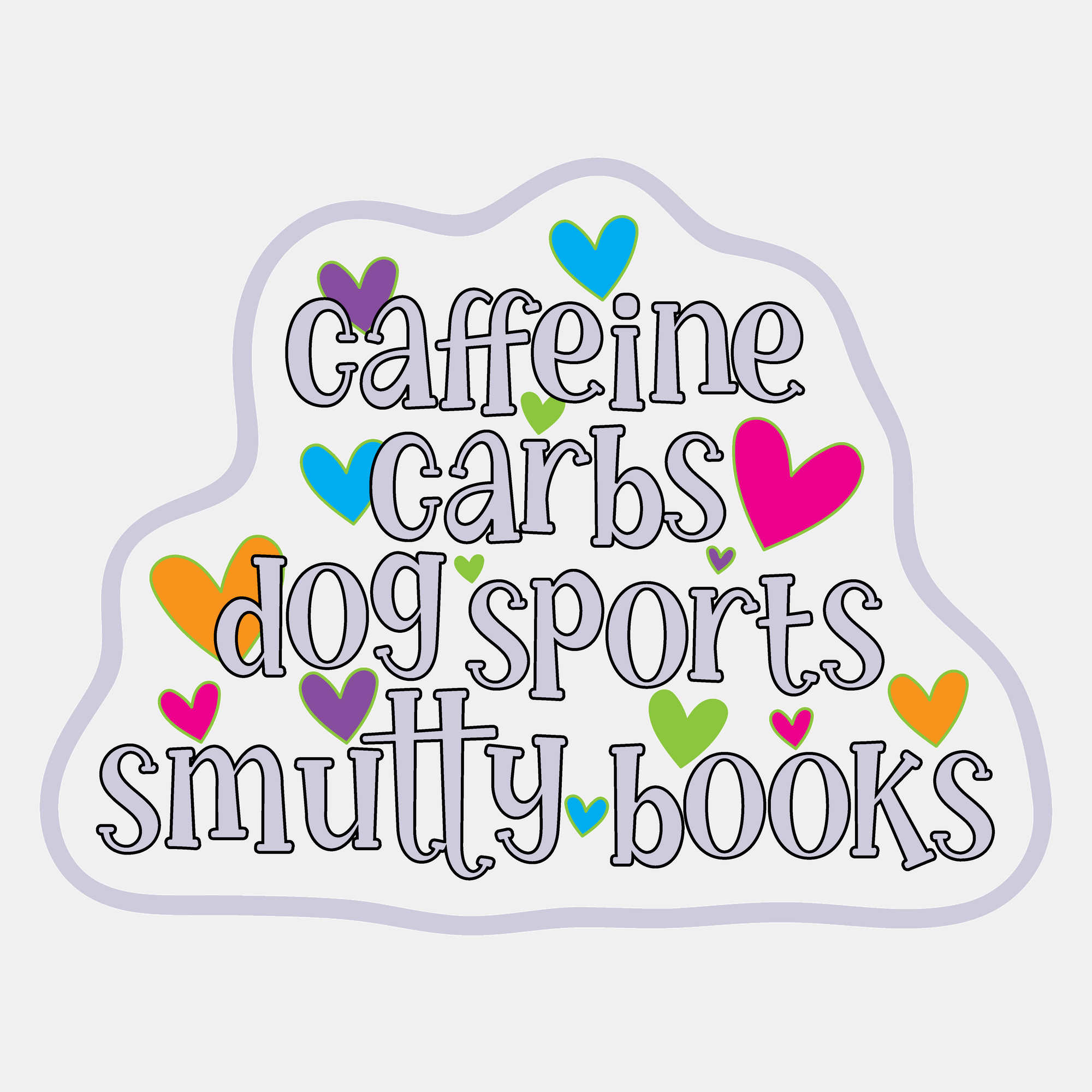 Caffeine Carbs Dog Sports Smutty Books vinyl sticker