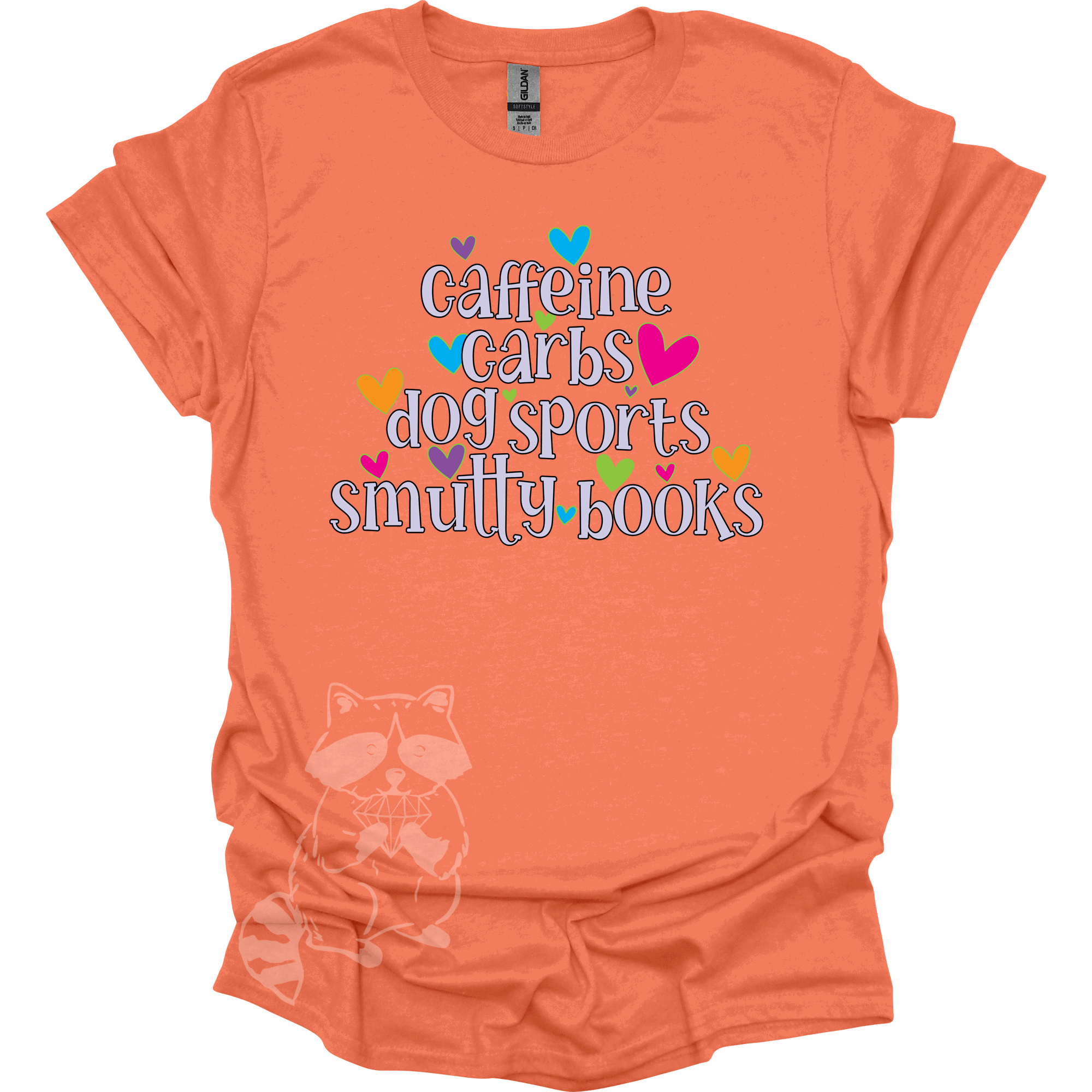 Caffeine Carbs Dog Sports Smutty Books T-Shirt