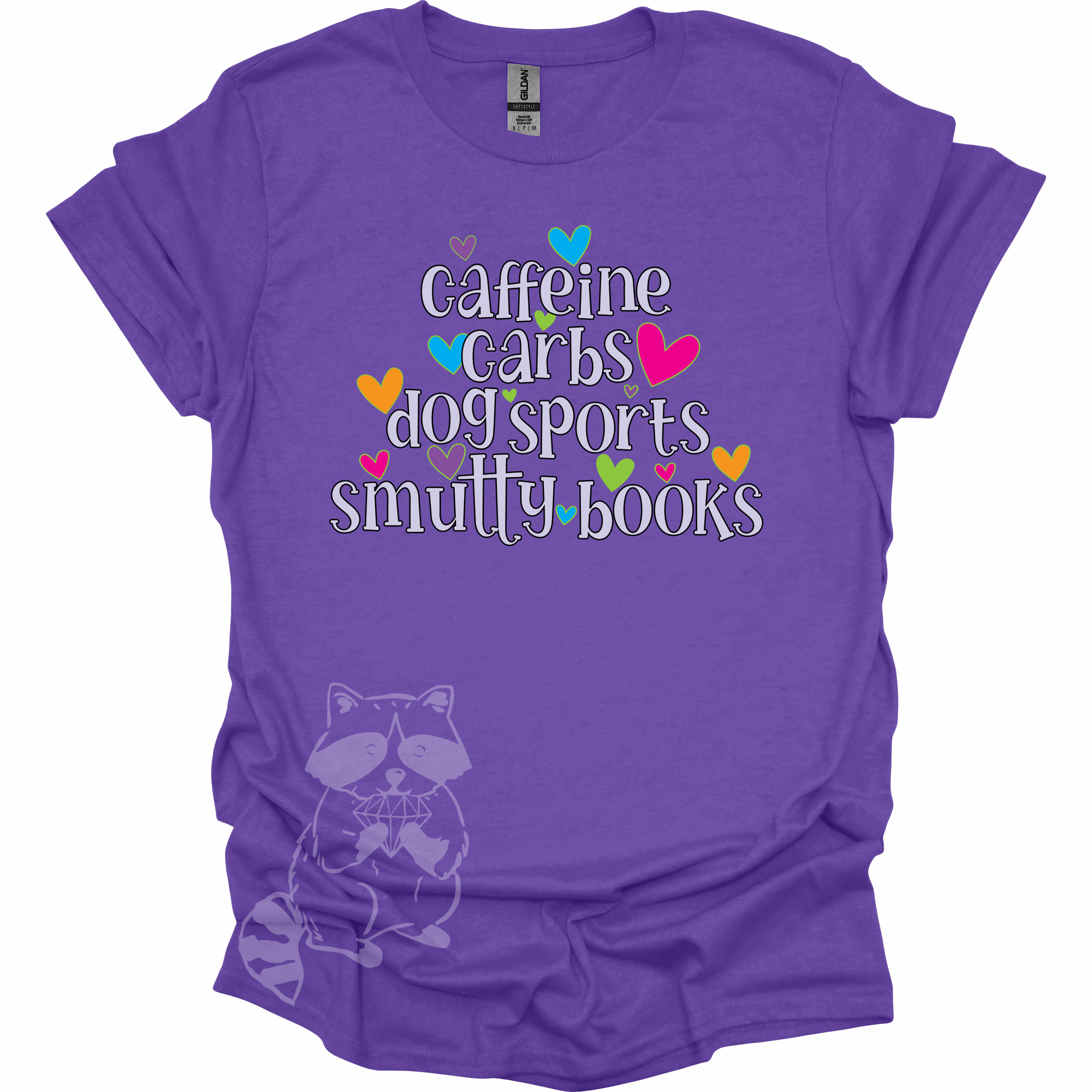 Caffeine Carbs Dog Sports Smutty Books T-Shirt