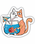 Fishbowl Cocktail Cat vinyl sticker