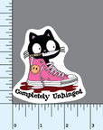 Completely Unhinged Stabby Cat vinyl sticker