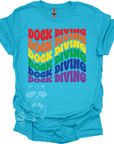 Dock Diving Rainbow Wave Graphic T-Shirt