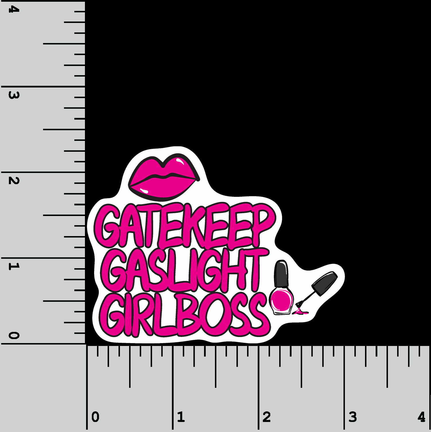 Gatekeep Gaslight Girl Boss 3 inch vinyl sticker