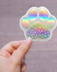 Heart Dog Paw 3 inch holographic sticker