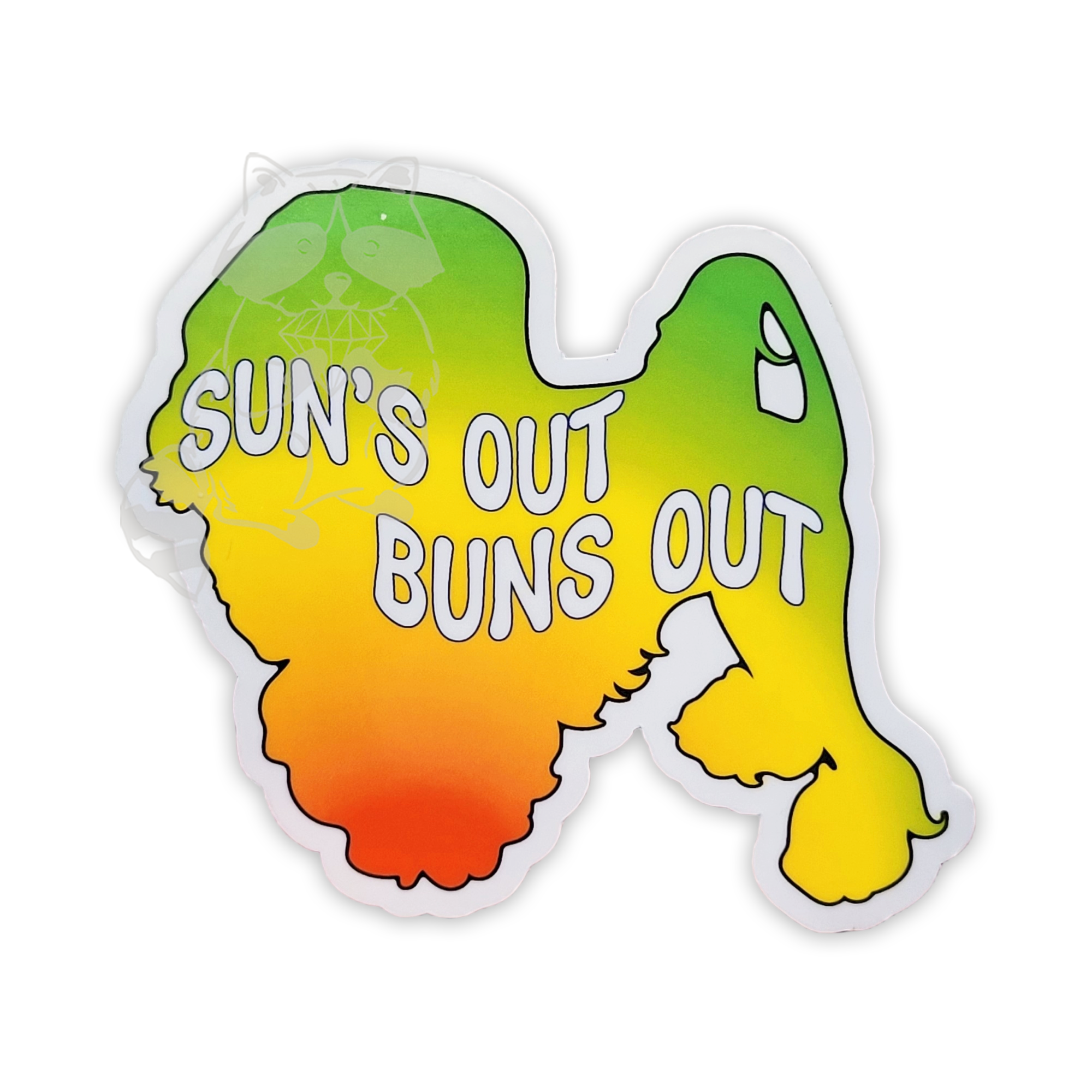 Lowchen Sun's Out Buns Out sticker - Trash Panda's Closet