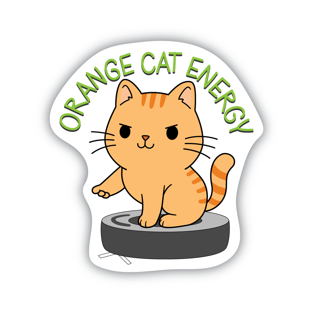 Orange Cat Energy vinyl sticker