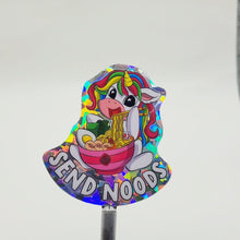 Load and play video in Gallery viewer, Send Noods Unicorn Holographic Crystal Colorful 3 inch Waterproof Sticker
