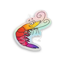 Load image into Gallery viewer, Shrimp holographic sticker- 3 inch
