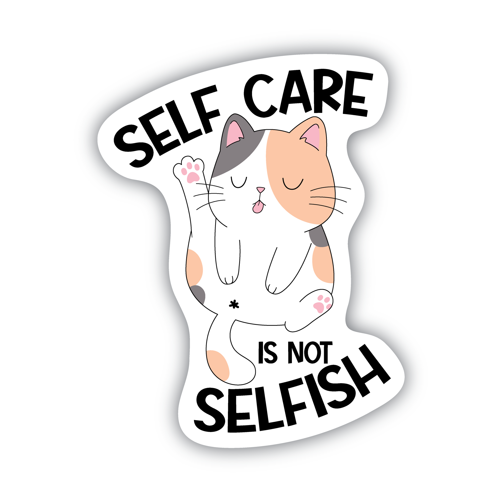 Self Care Cat vinyl sticker