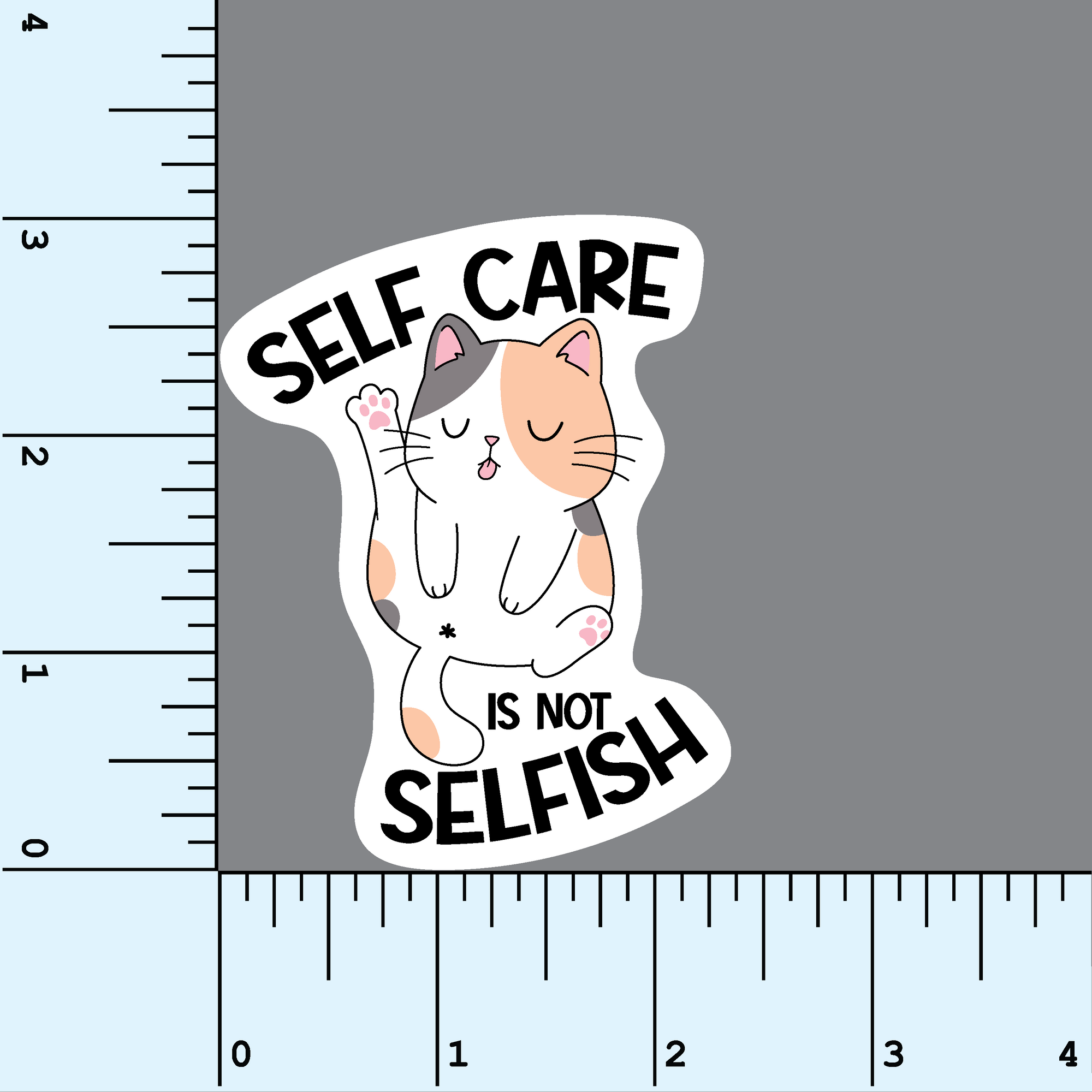 Self Care Cat vinyl sticker