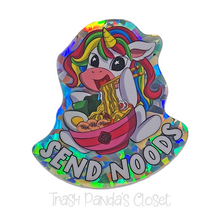 Load image into Gallery viewer, Send Noods Unicorn Holographic Crystal Colorful 3 inch Waterproof Sticker
