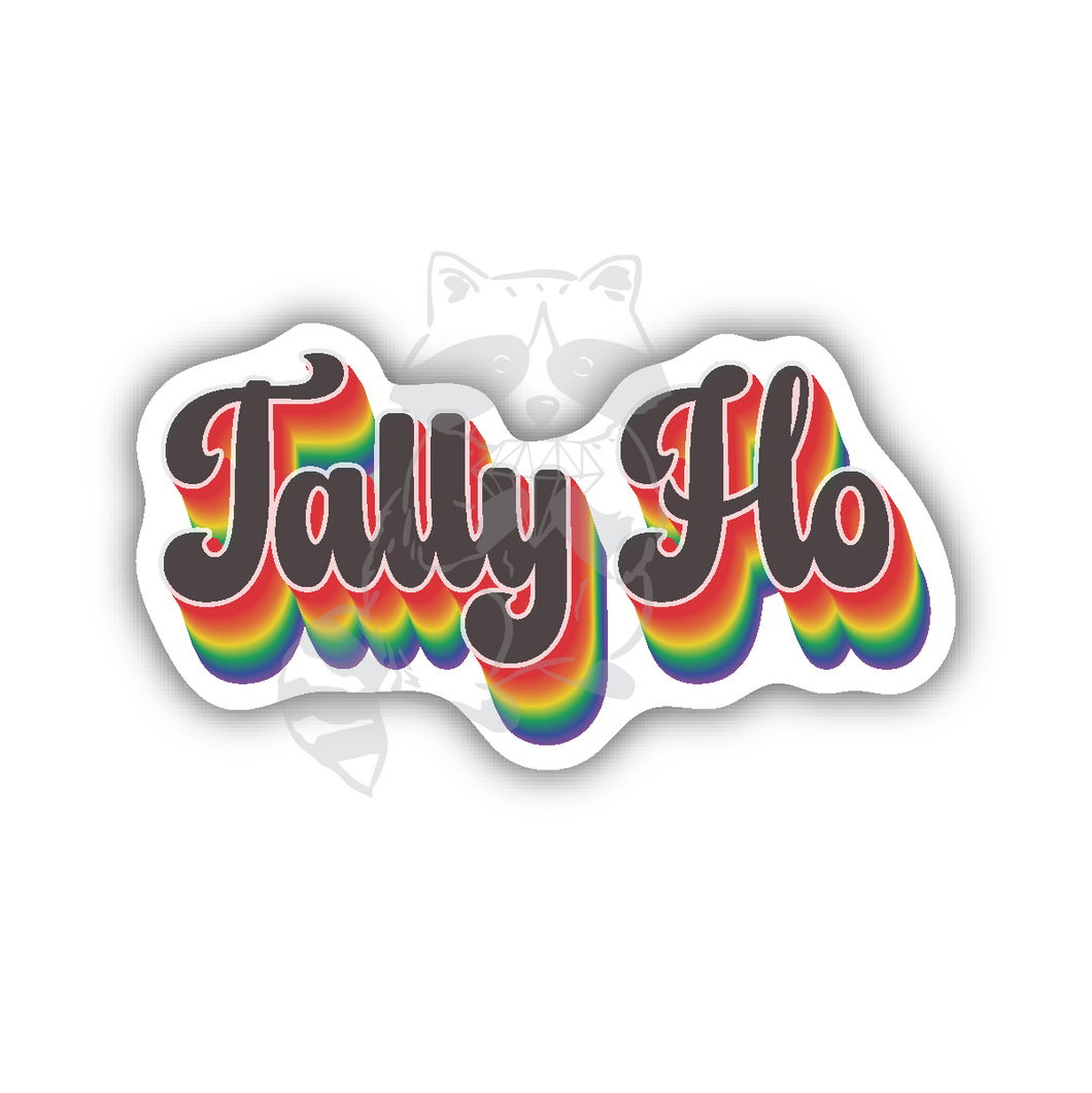 Tally Ho vintage look rainbow sticker