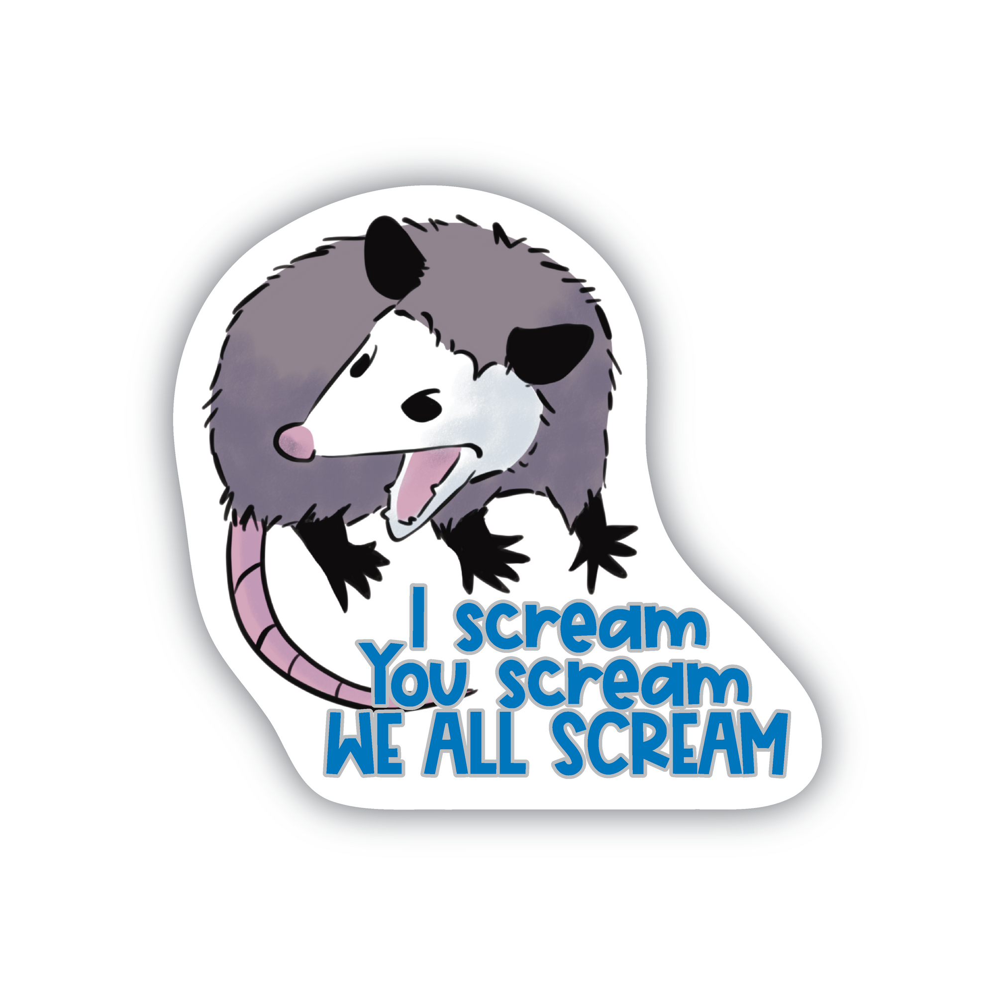 We All Scream Opossum vinyl sticker