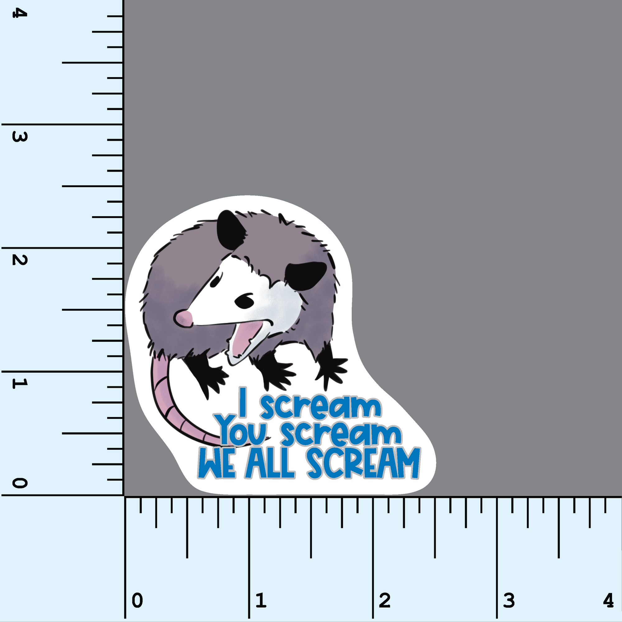 We All Scream Opossum vinyl sticker